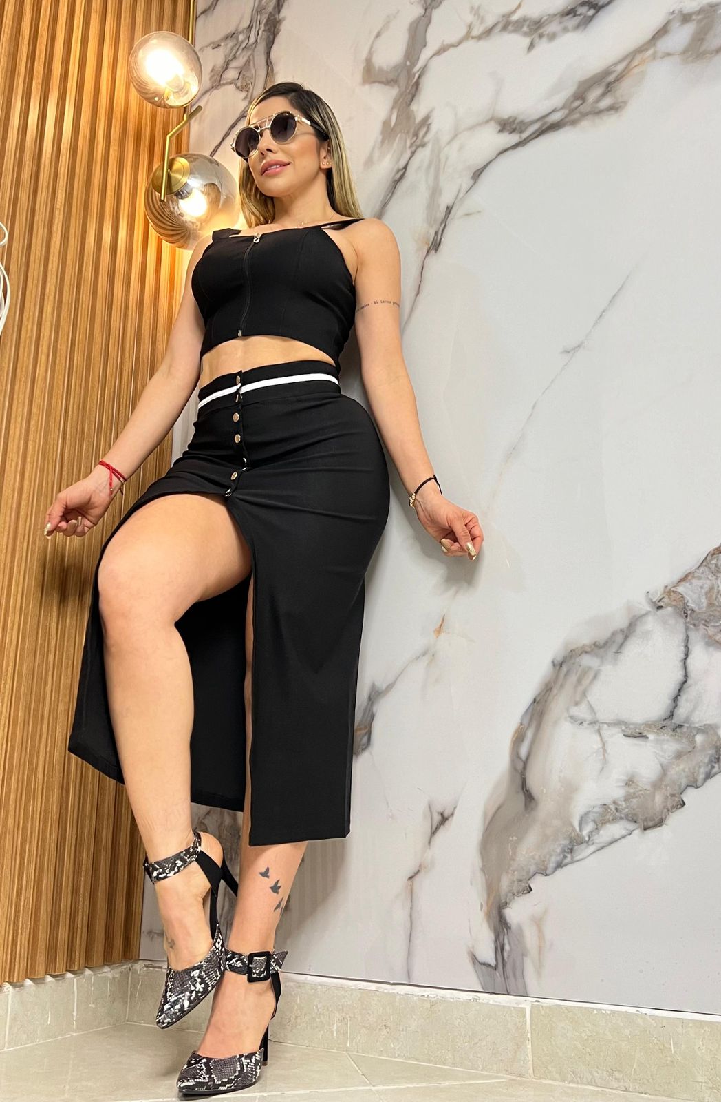 Conjunto falda y blusa 2132